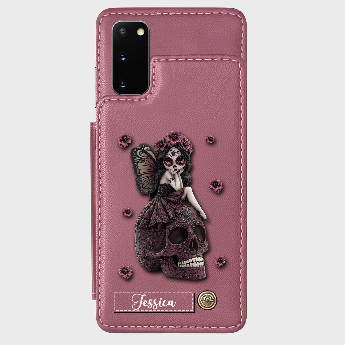 Beautiful Gothic Fairy Girl - Personalized Skull Wallet Phone Case