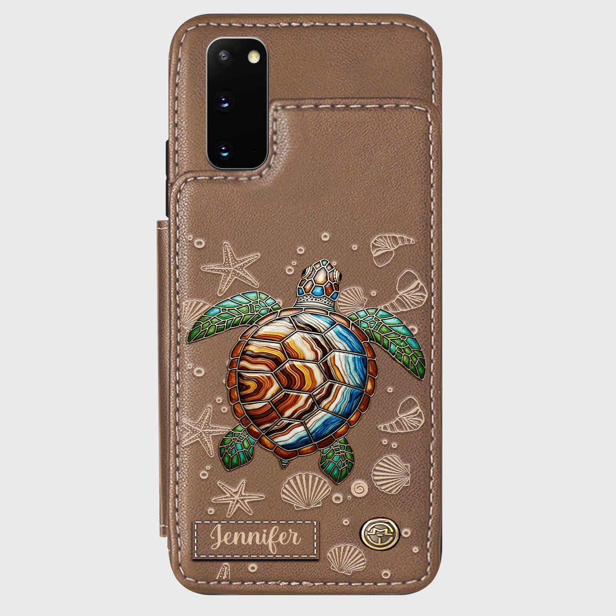 Turtle And The Sea - Personalized Turtle Wallet Phone Case