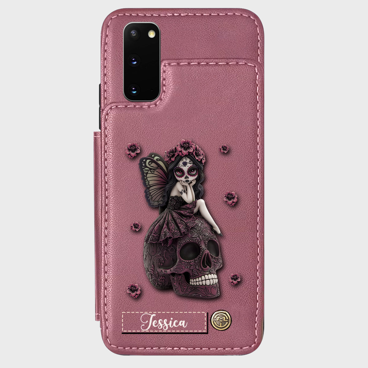 Beautiful Gothic Fairy Girl - Personalized Skull Wallet Phone Case