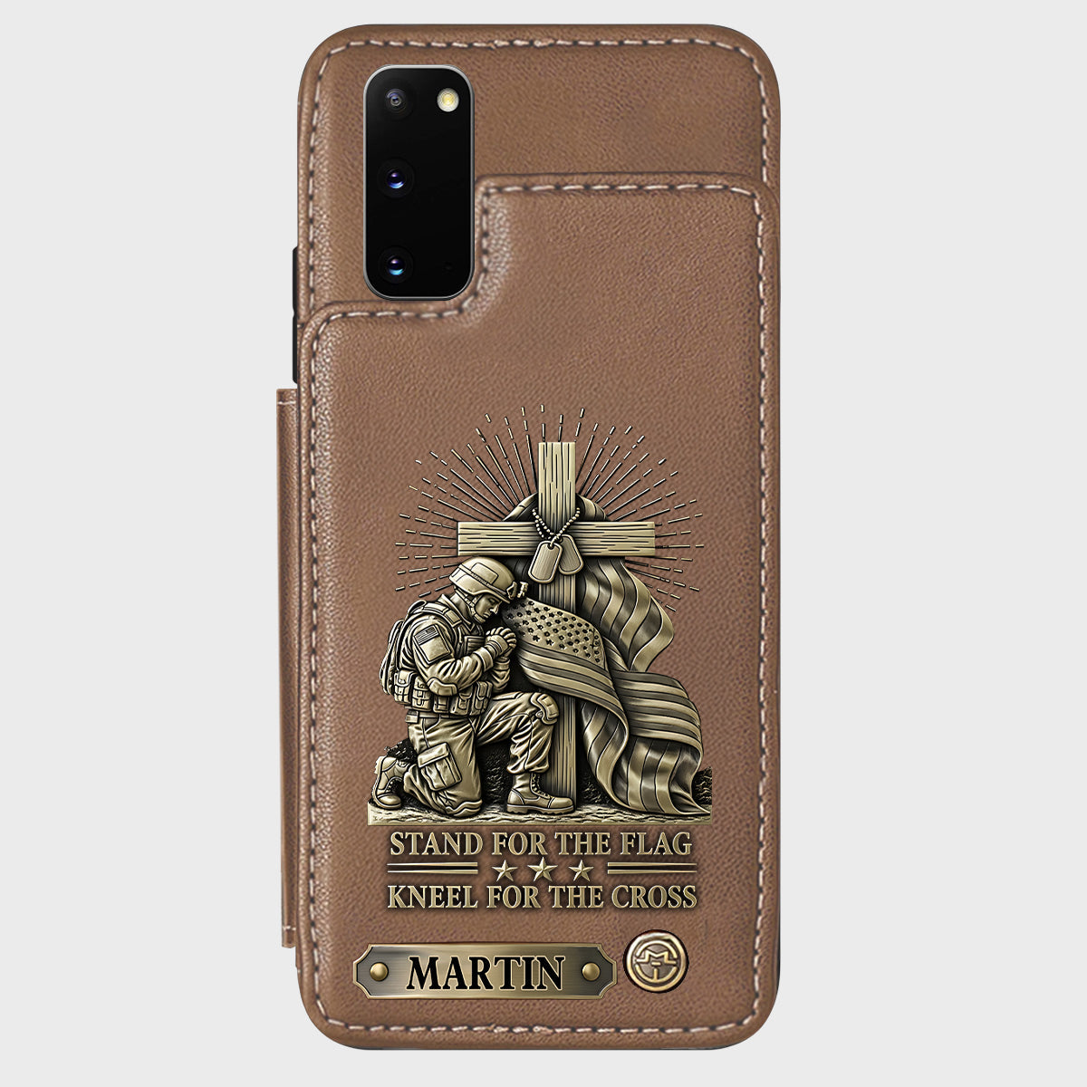Kneel For The Cross - Personalized Veteran Wallet Phone Case