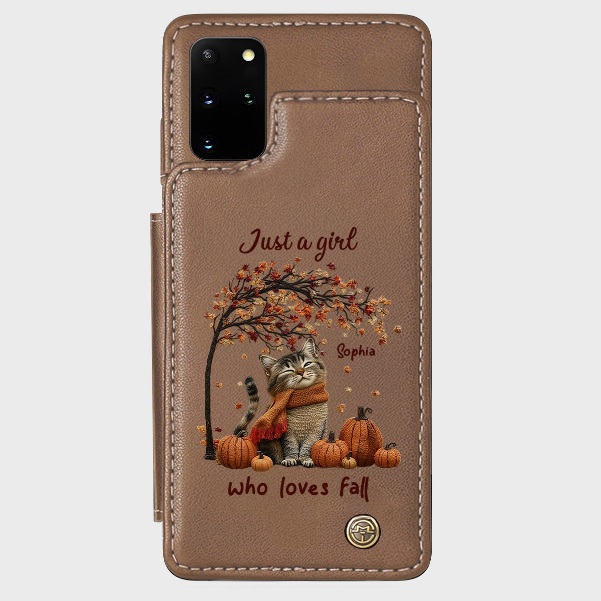 Just a Girl Who Loves Fall - Personalized Cat Wallet Phone Case