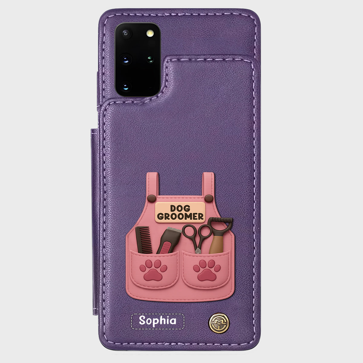 Dog Groomer Gift With Grooming Tools And Paw Prints - Personalized Dog Groomer Wallet Phone Case