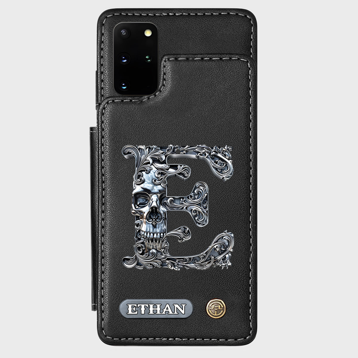 Skull Name Initial Letter - Personalized Skull Wallet Phone Case