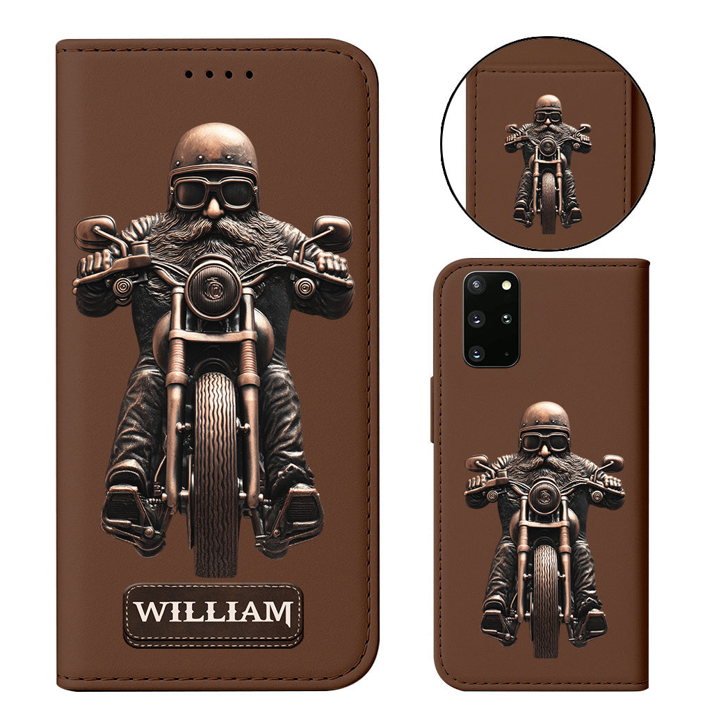 Never Underestimate An Old Man With A Motorcycle - Personalized Biker Wallet Phone Case With Strap