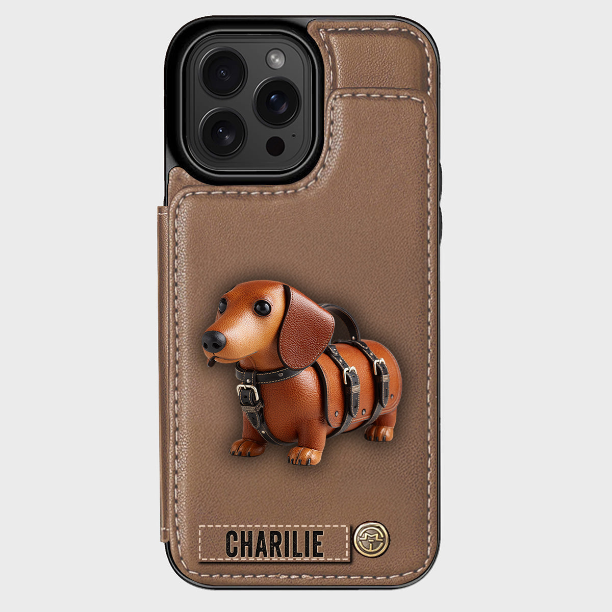Cute Dachshund - Personalized Dog Wallet Phone Case