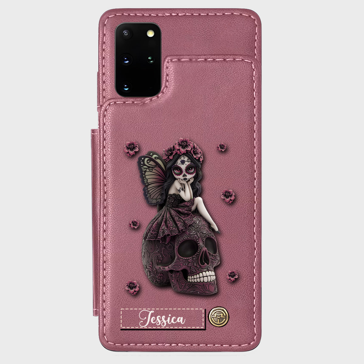 Beautiful Gothic Fairy Girl - Personalized Skull Wallet Phone Case