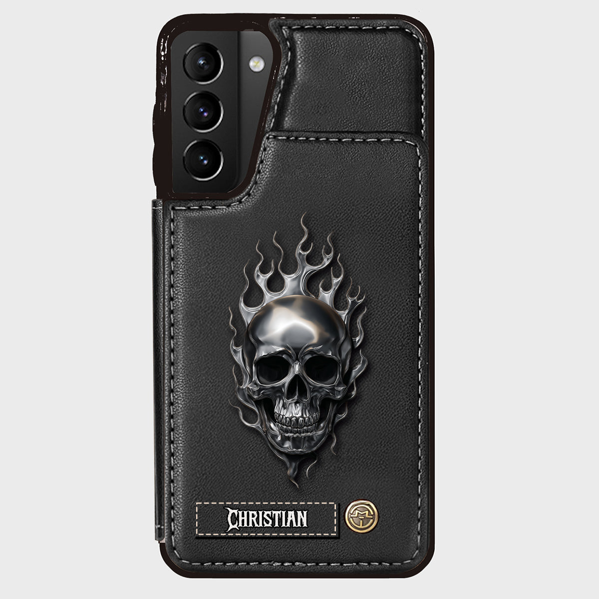 Fire Skull - Personalized Skull Wallet Phone Case