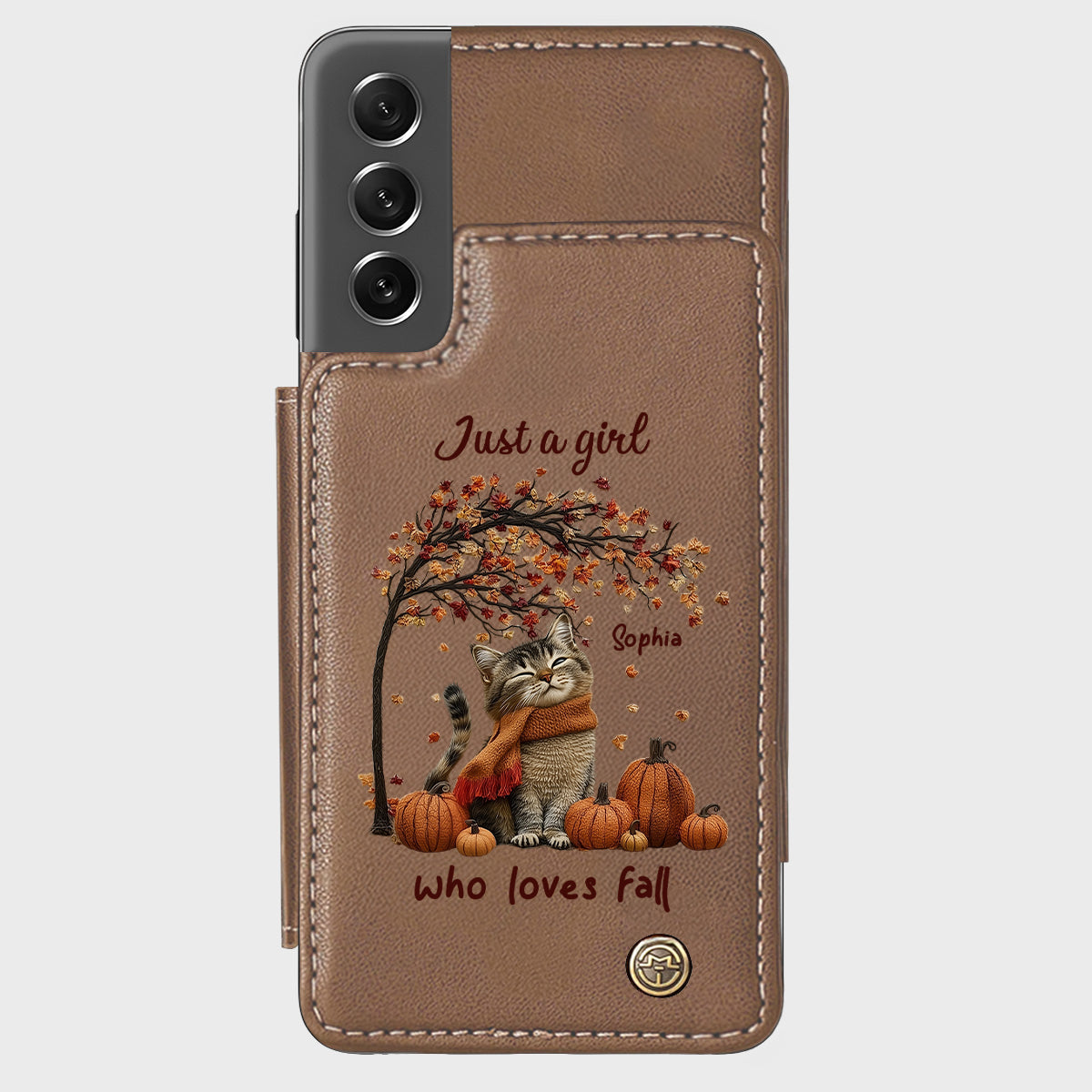 Just a Girl Who Loves Fall - Personalized Cat Wallet Phone Case