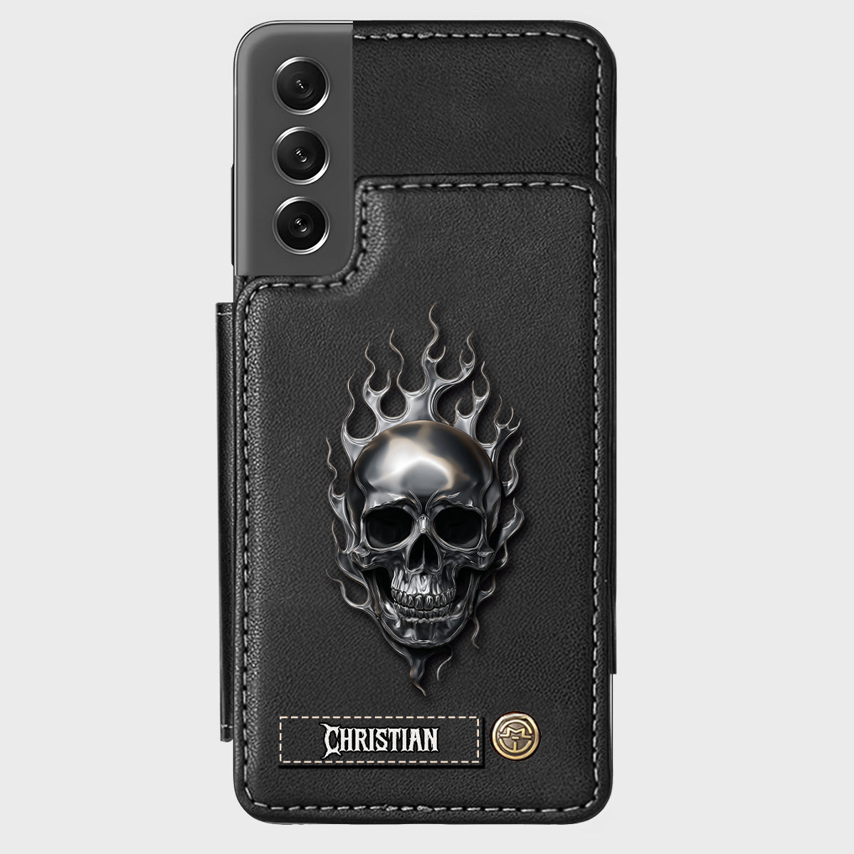 Fire Skull - Personalized Skull Wallet Phone Case