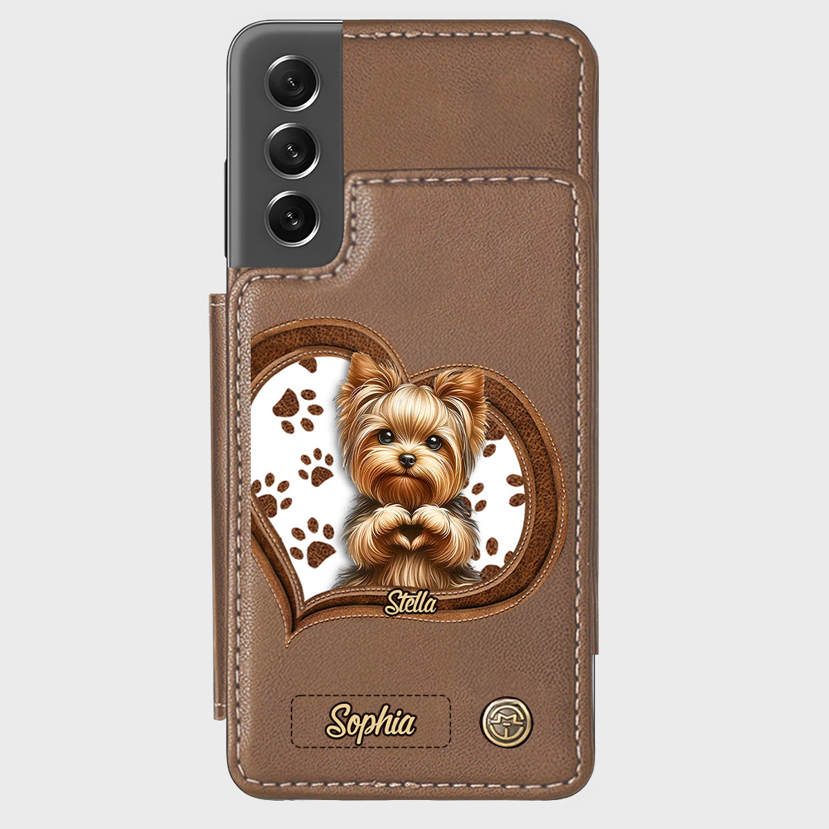 Puppy/ Kitty Makes Heart Hands - Personalized Dog Wallet Phone Case