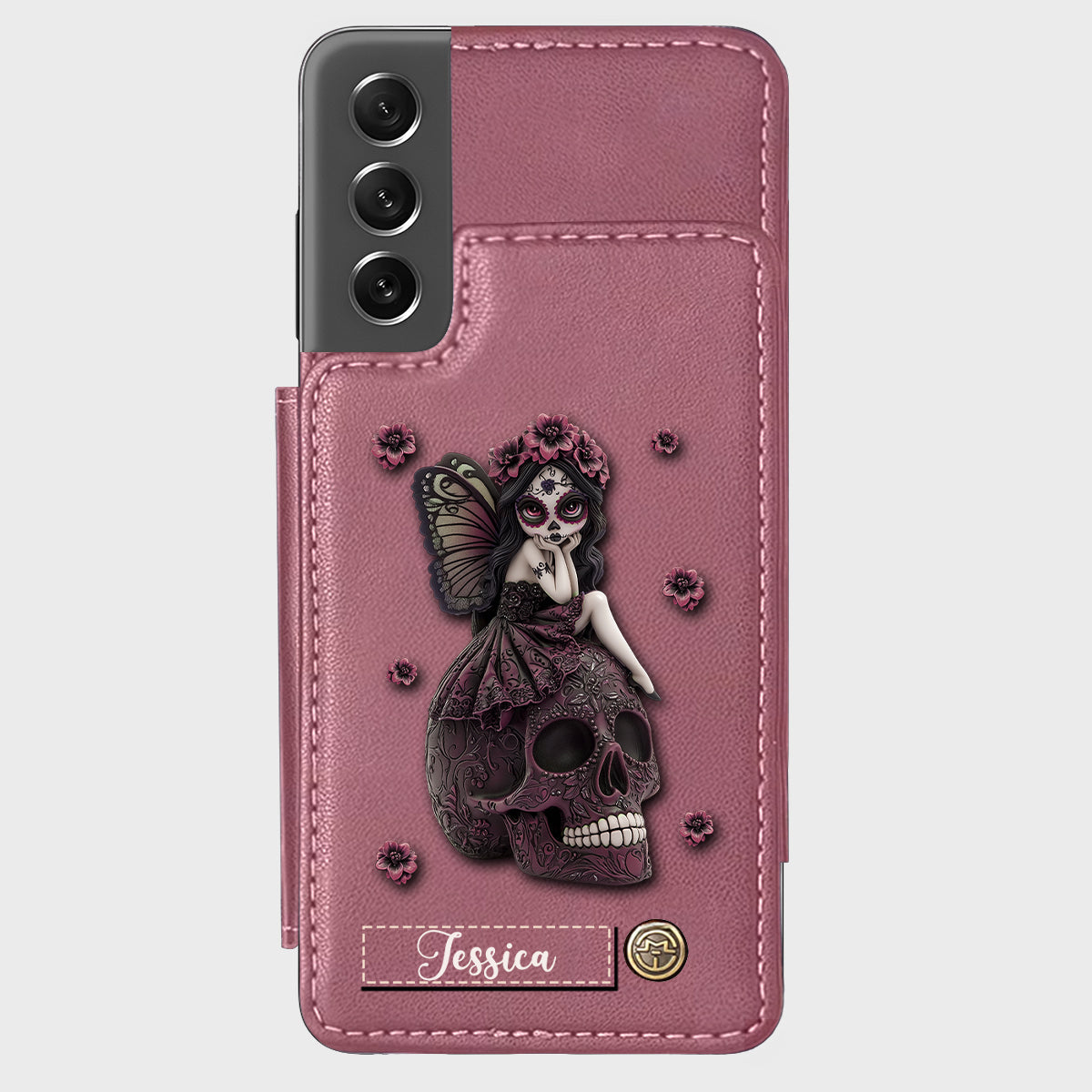 Beautiful Gothic Fairy Girl - Personalized Skull Wallet Phone Case