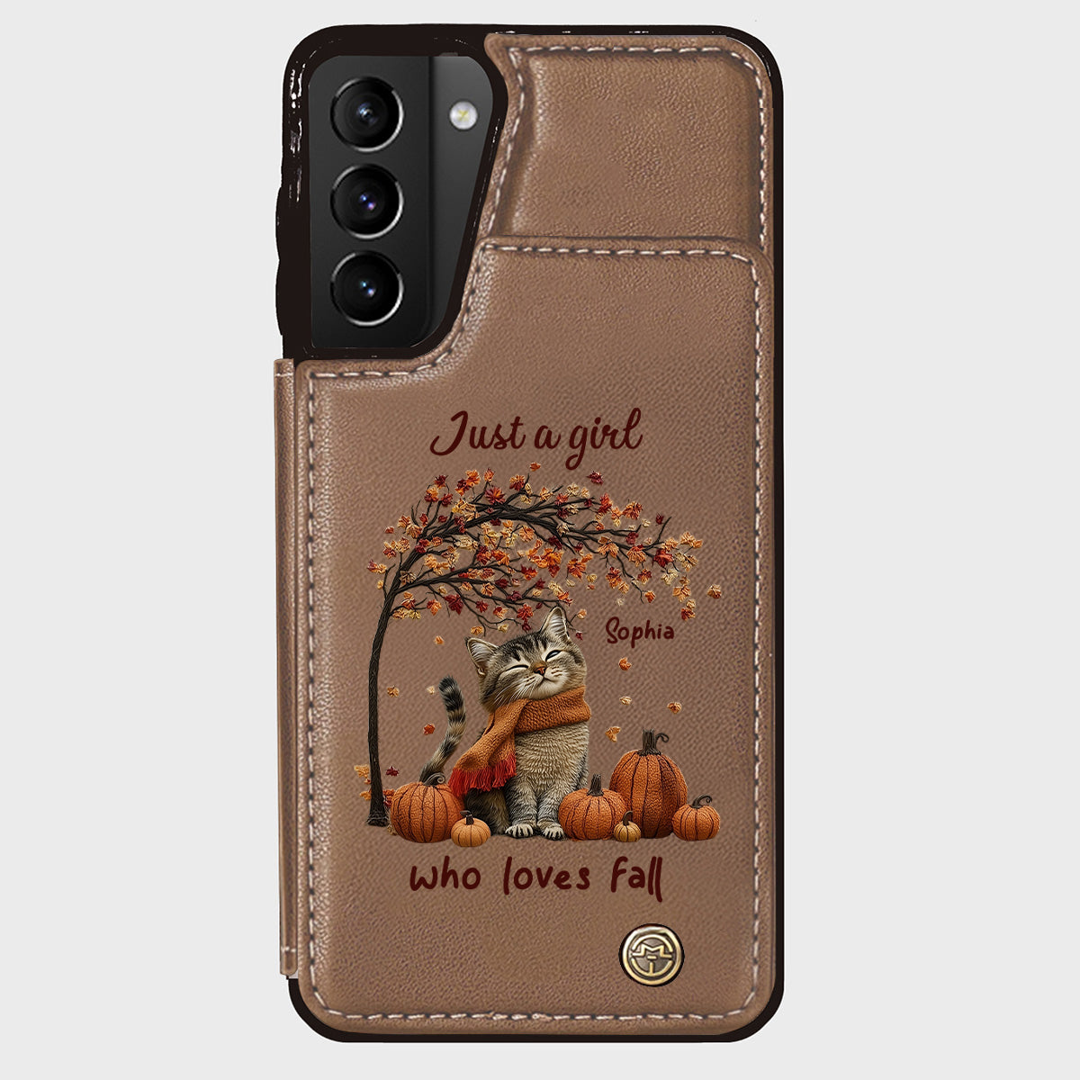 Just a Girl Who Loves Fall - Personalized Cat Wallet Phone Case