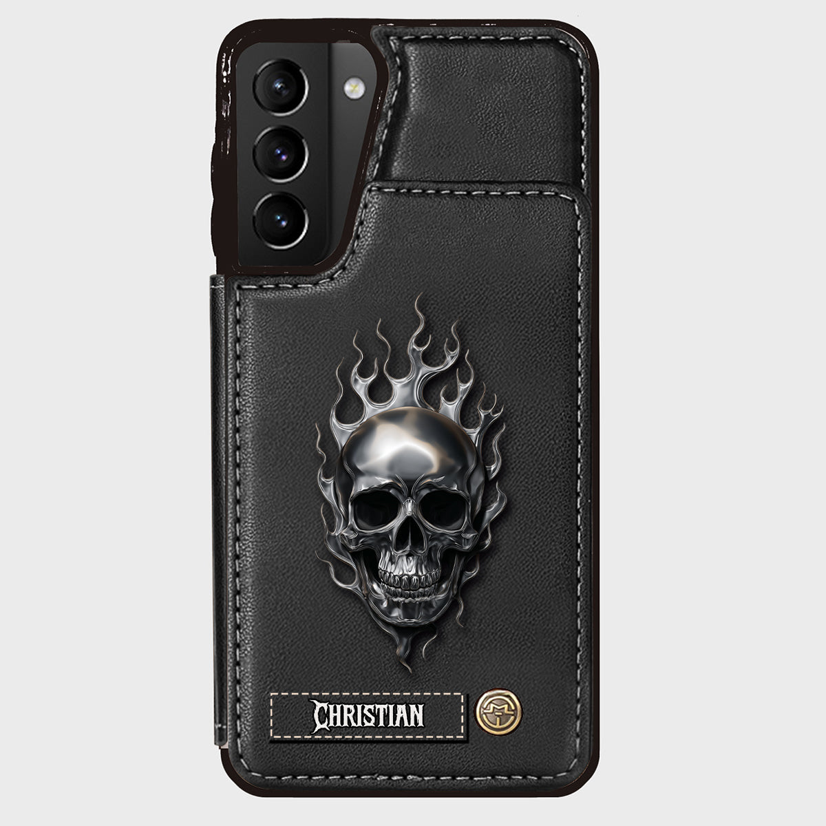 Fire Skull - Personalized Skull Wallet Phone Case