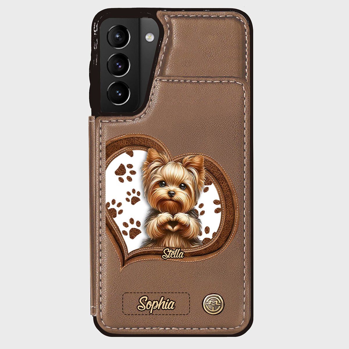 Puppy/ Kitty Makes Heart Hands - Personalized Dog Wallet Phone Case