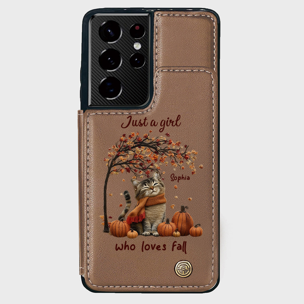 Just a Girl Who Loves Fall - Personalized Cat Wallet Phone Case