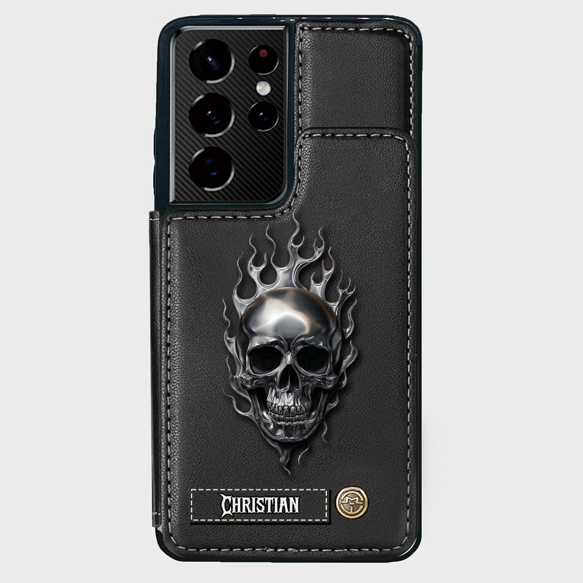 Fire Skull - Personalized Skull Wallet Phone Case
