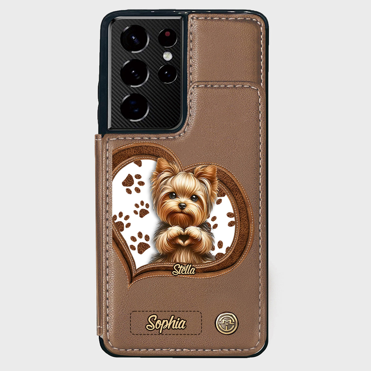 Puppy/ Kitty Makes Heart Hands - Personalized Dog Wallet Phone Case