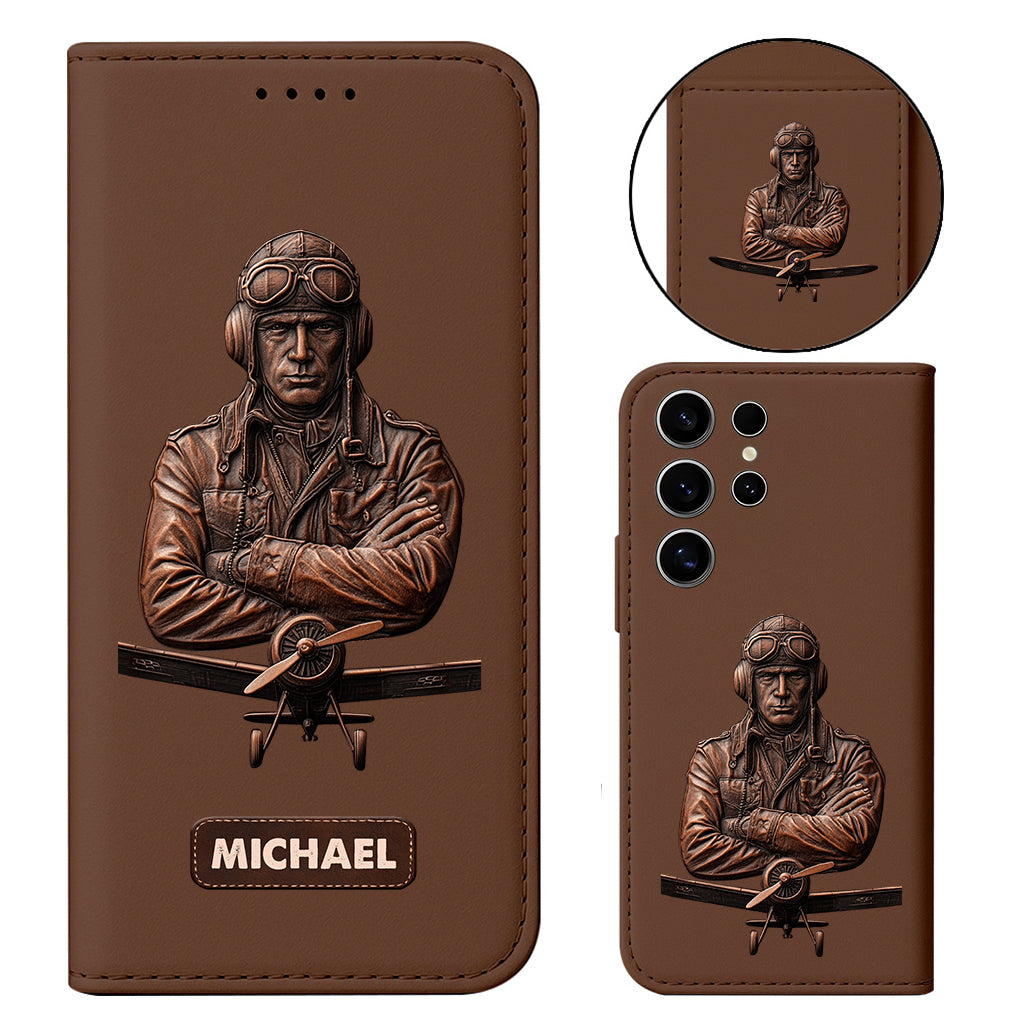 The Sky Is Not The Limit - Personalized Pilot Wallet Phone Case With Strap