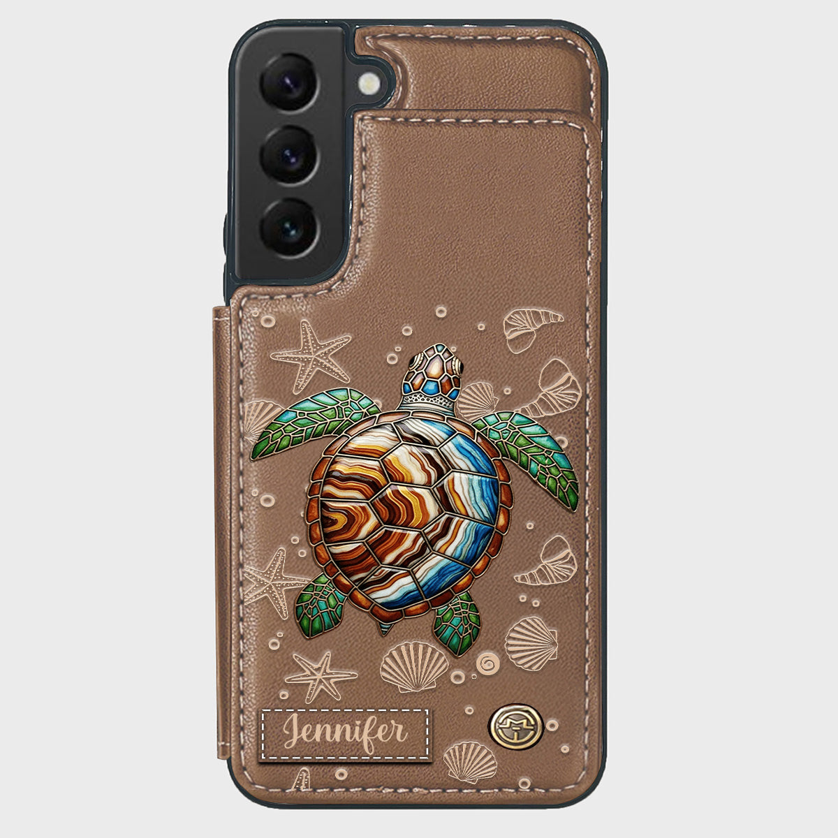 Turtle And The Sea - Personalized Turtle Wallet Phone Case