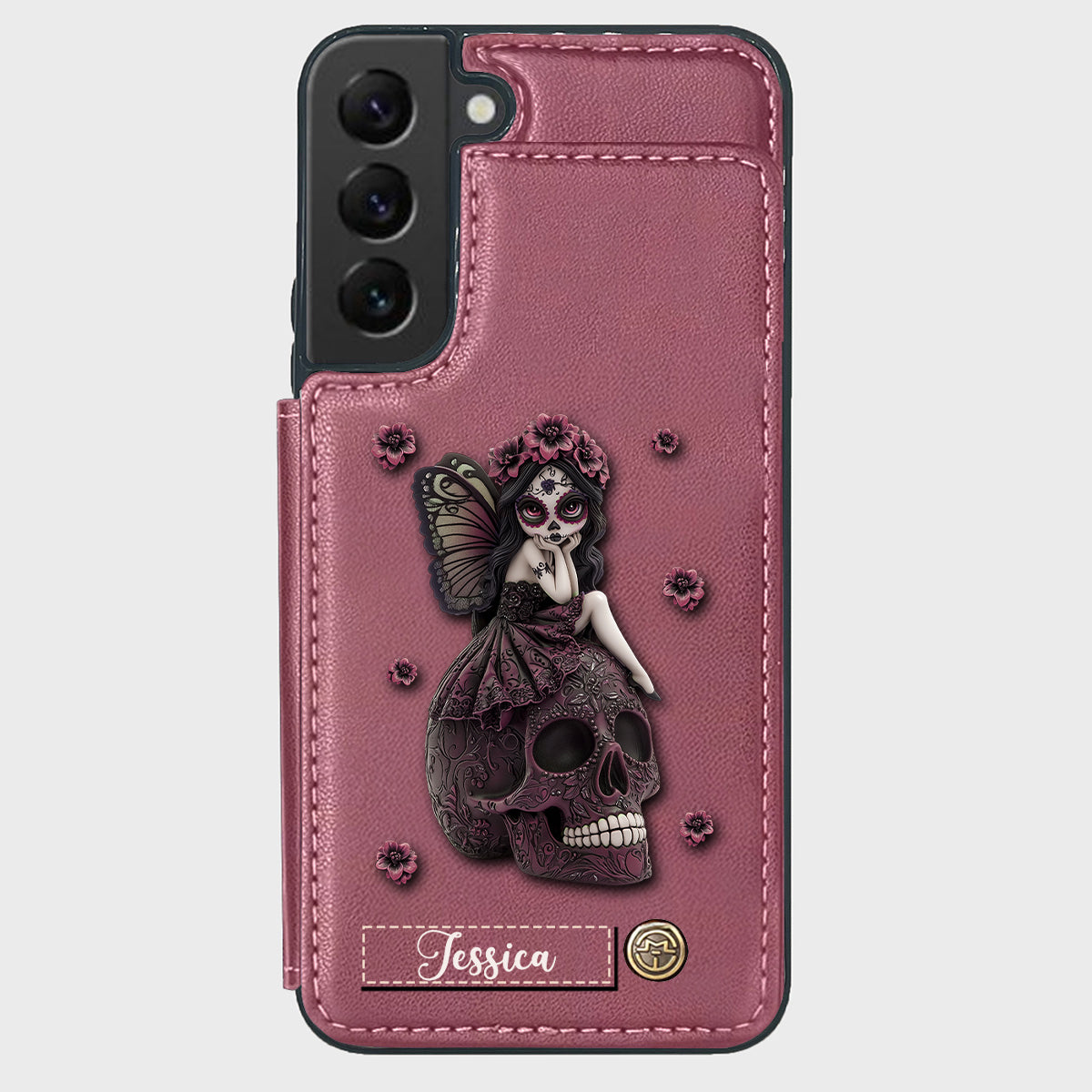 Beautiful Gothic Fairy Girl - Personalized Skull Wallet Phone Case