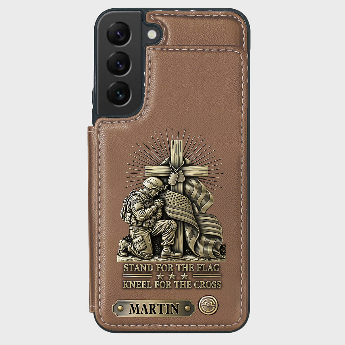 Kneel For The Cross - Personalized Veteran Wallet Phone Case