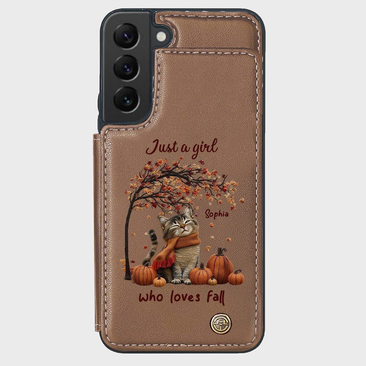 Just a Girl Who Loves Fall - Personalized Cat Wallet Phone Case