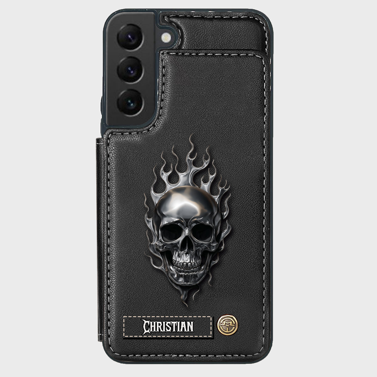 Fire Skull - Personalized Skull Wallet Phone Case