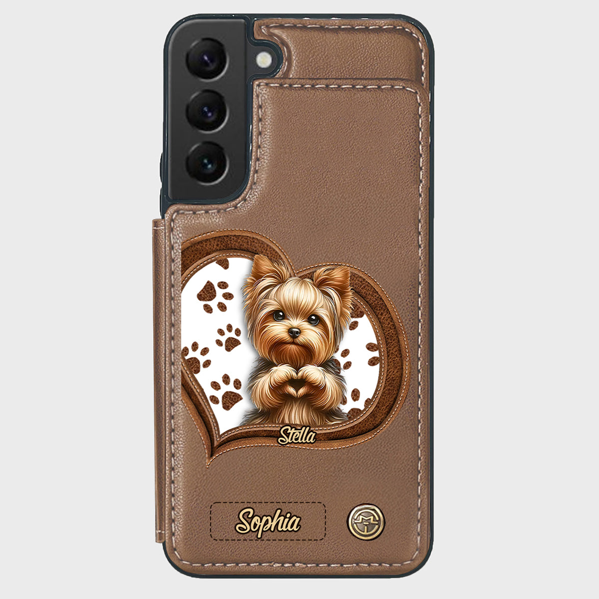 Puppy/ Kitty Makes Heart Hands - Personalized Dog Wallet Phone Case