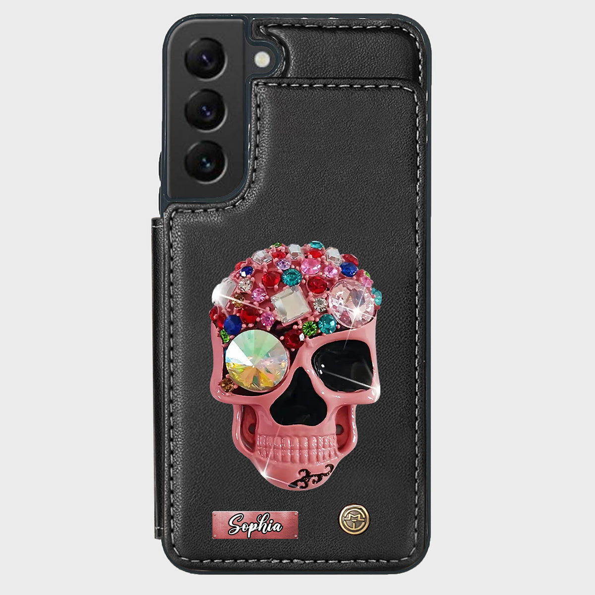 Shiny Skull - Personalized Skull Wallet Phone Case
