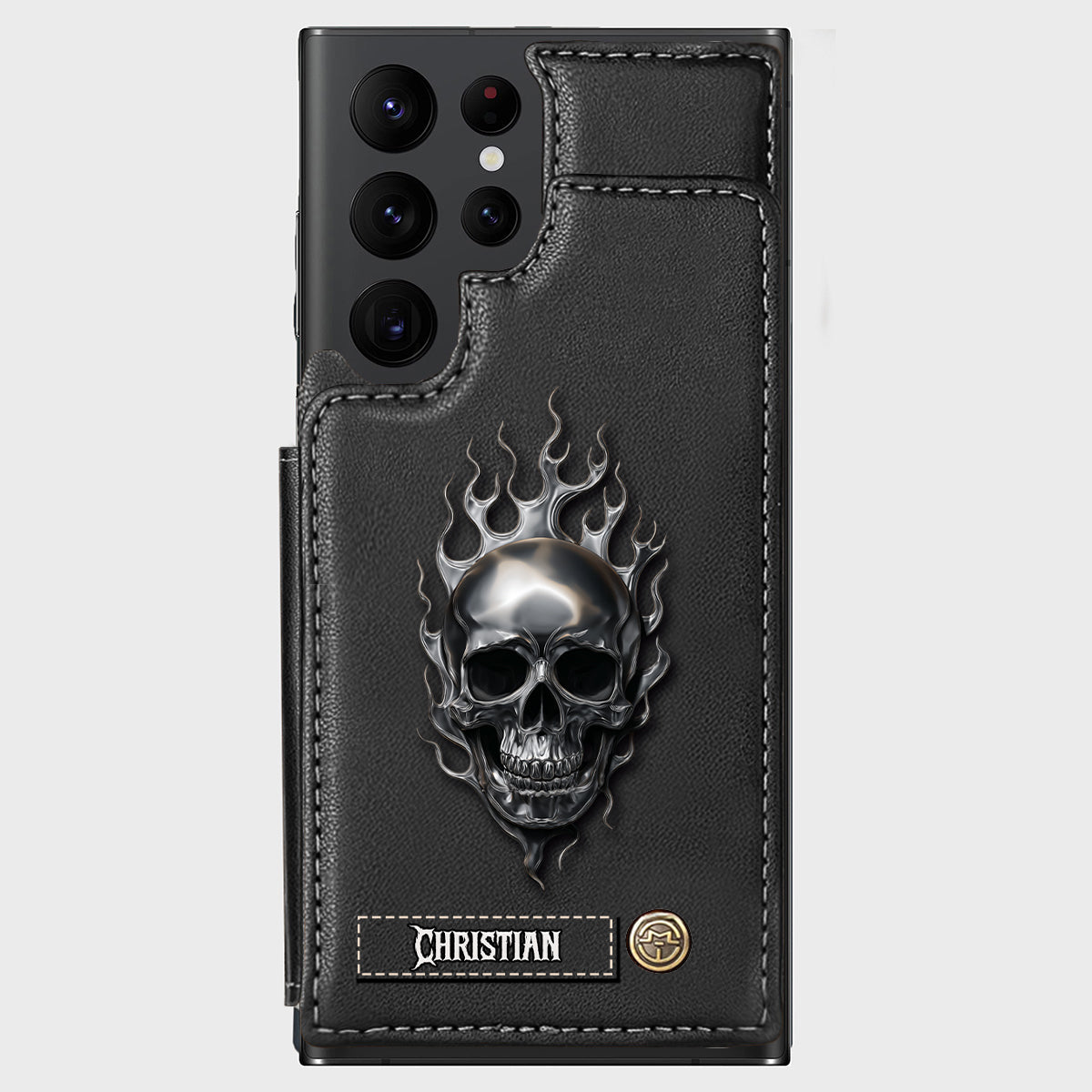 Fire Skull - Personalized Skull Wallet Phone Case