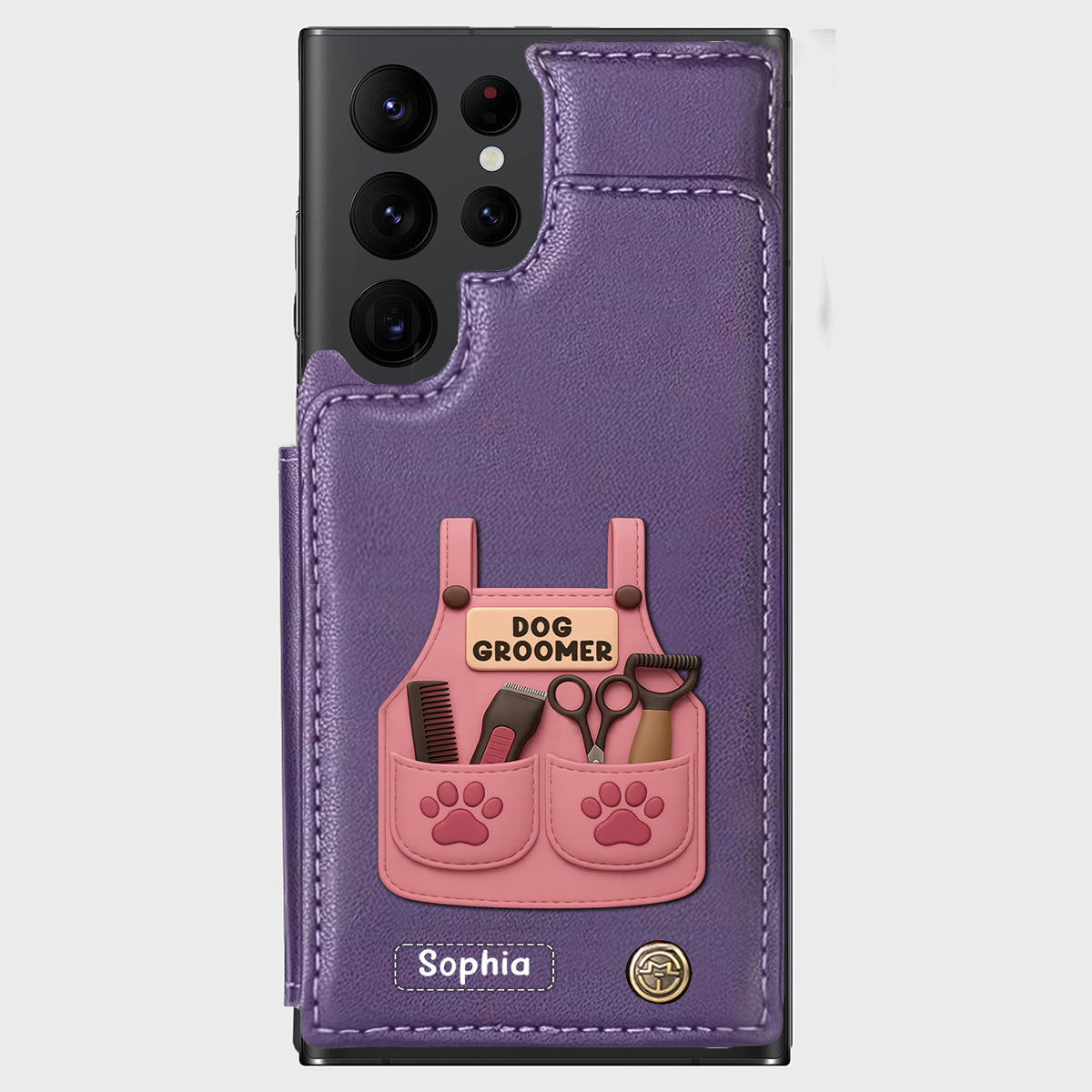 Dog Groomer Gift With Grooming Tools And Paw Prints - Personalized Dog Groomer Wallet Phone Case