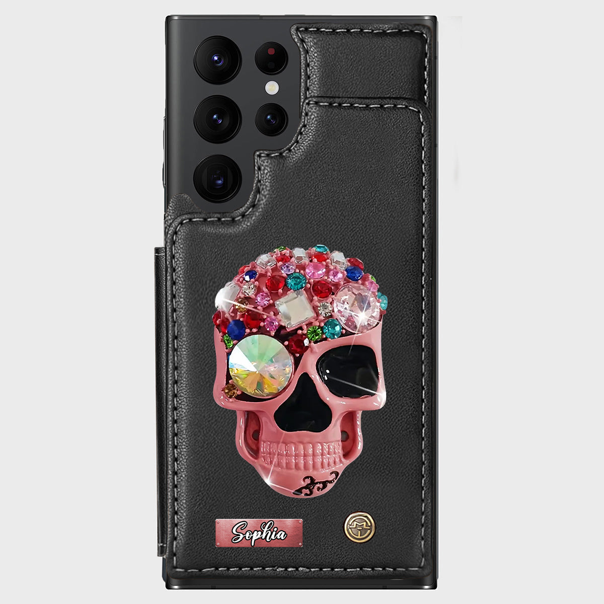 Shiny Skull - Personalized Skull Wallet Phone Case