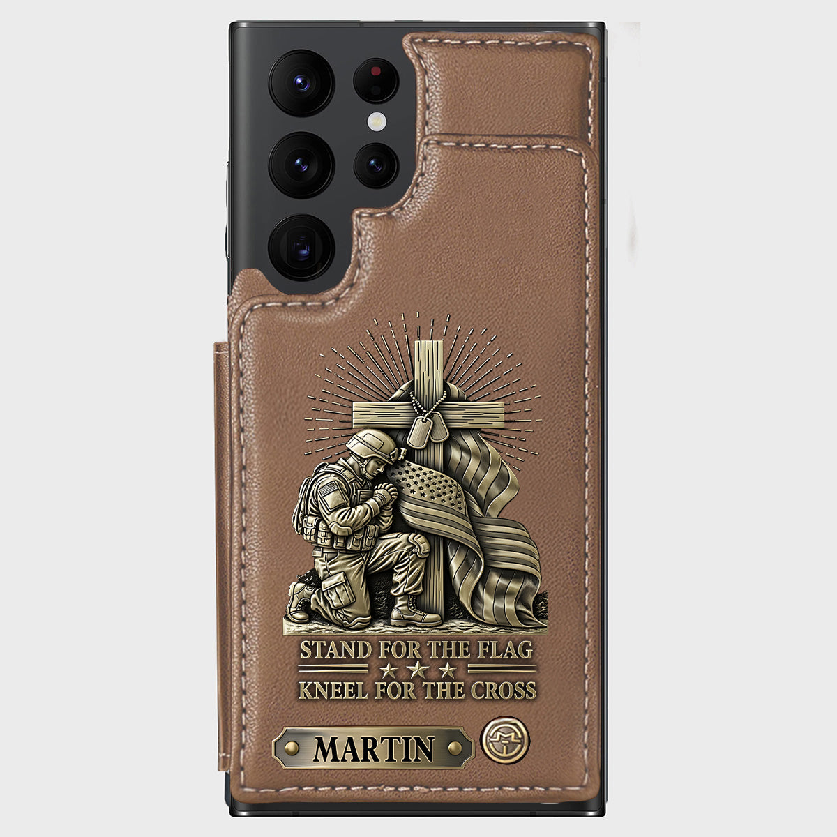 Kneel For The Cross - Personalized Veteran Wallet Phone Case