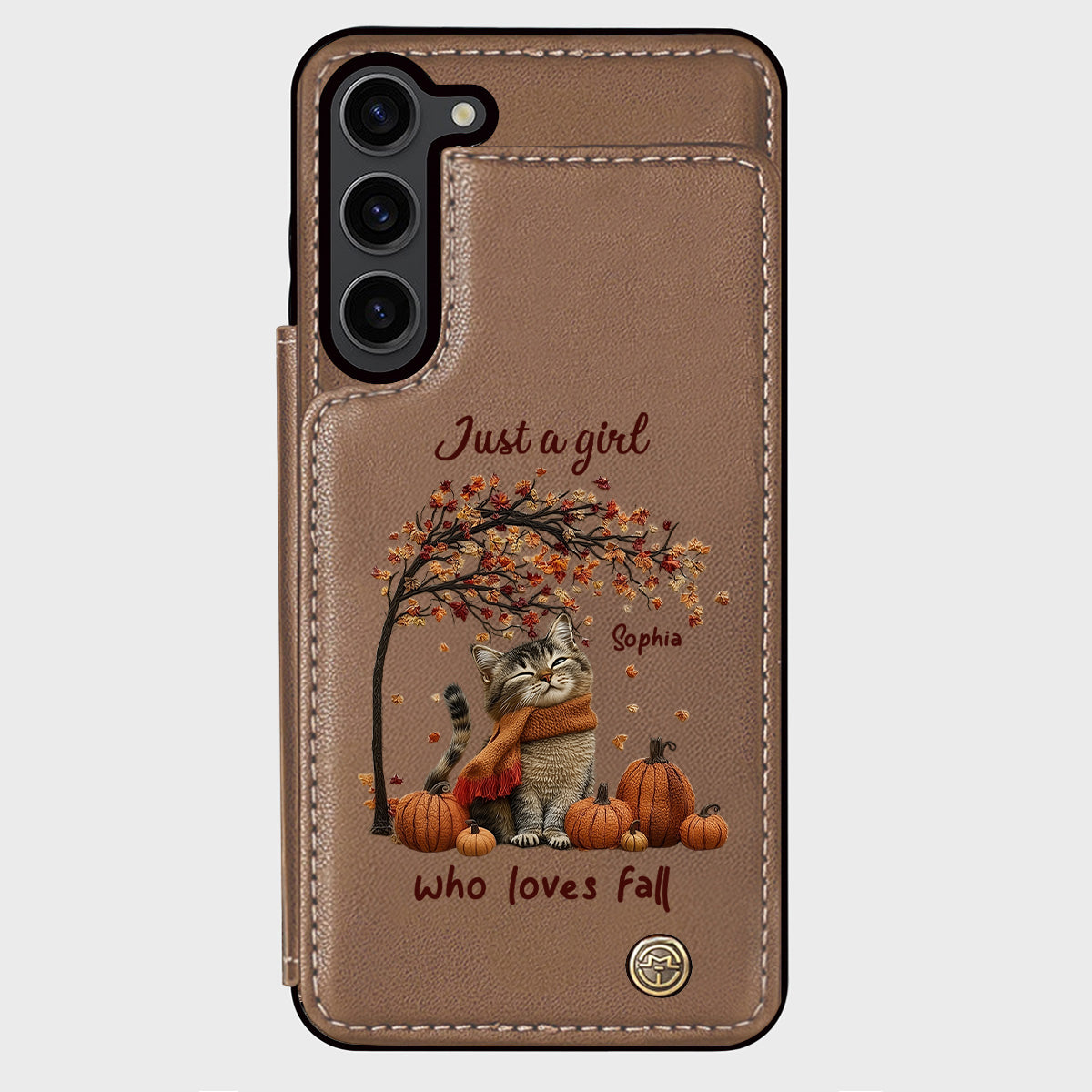 Just a Girl Who Loves Fall - Personalized Cat Wallet Phone Case