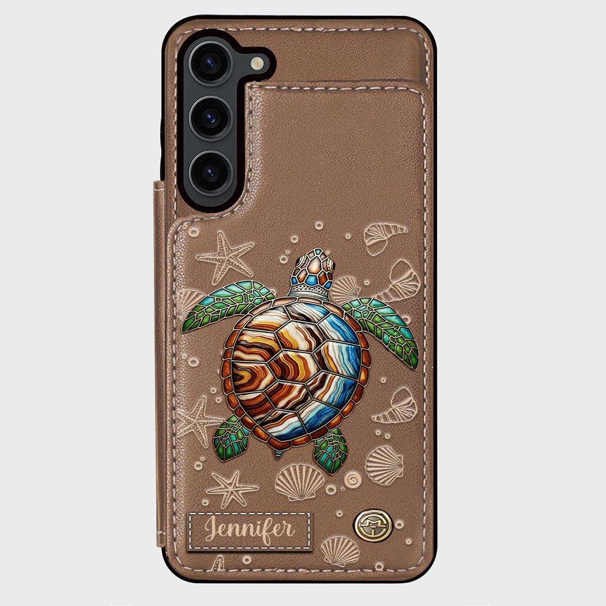 Turtle And The Sea - Personalized Turtle Wallet Phone Case
