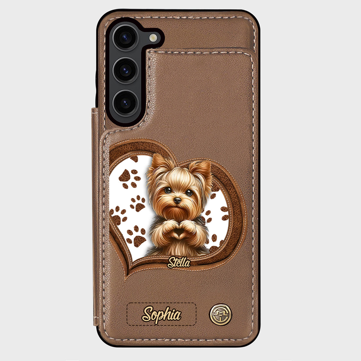Puppy/ Kitty Makes Heart Hands - Personalized Dog Wallet Phone Case