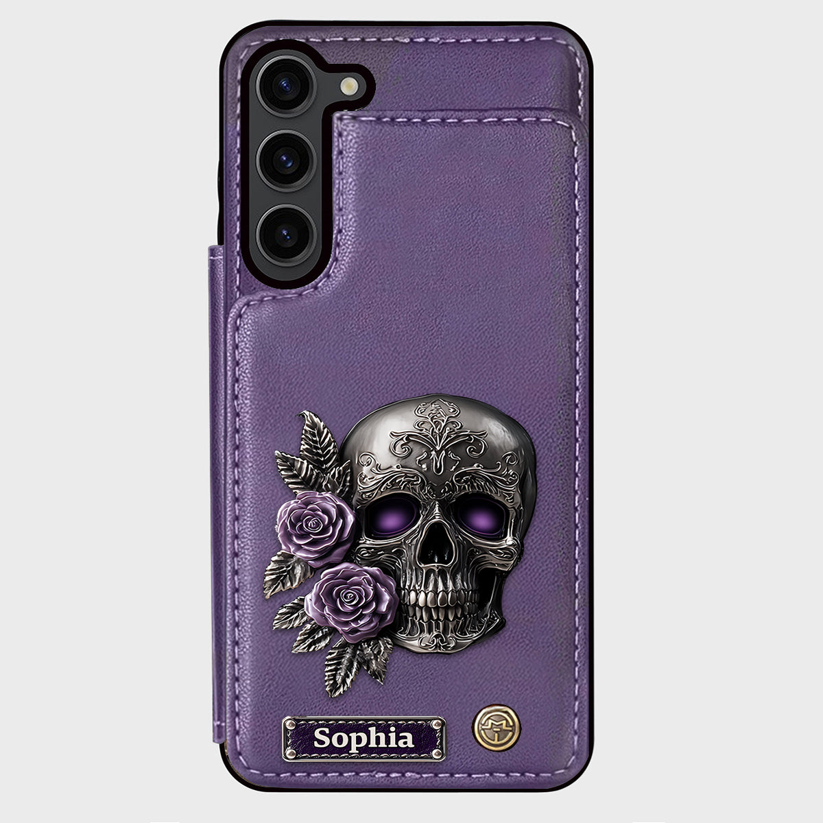 Skull And Roses - Personalized Skull Wallet Phone Case