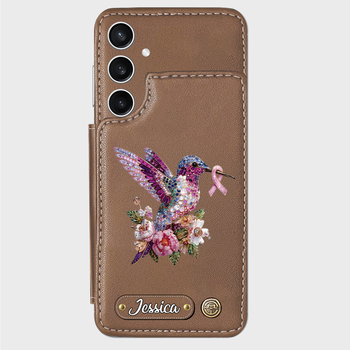 Breast Cancer Awareness Hummingbird - Personalized Breast Cancer Awareness Wallet Phone Case