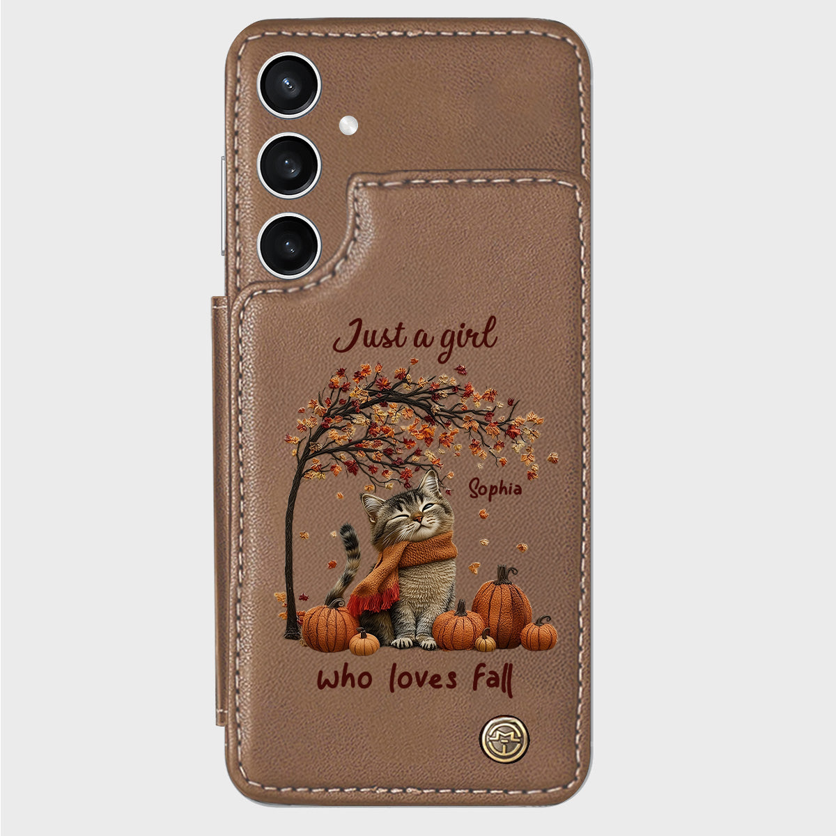 Just a Girl Who Loves Fall - Personalized Cat Wallet Phone Case