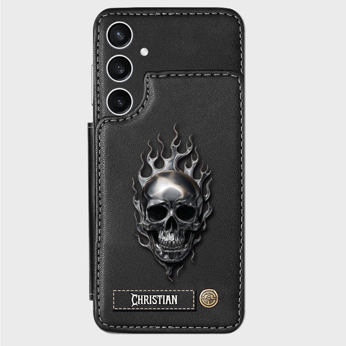 Fire Skull - Personalized Skull Wallet Phone Case