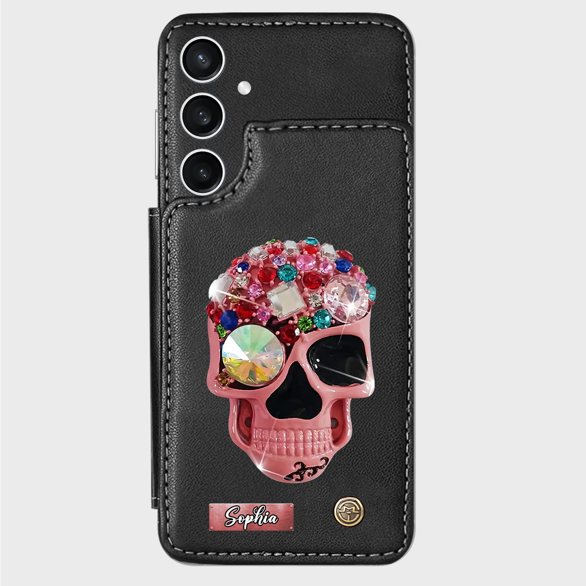 Shiny Skull - Personalized Skull Wallet Phone Case