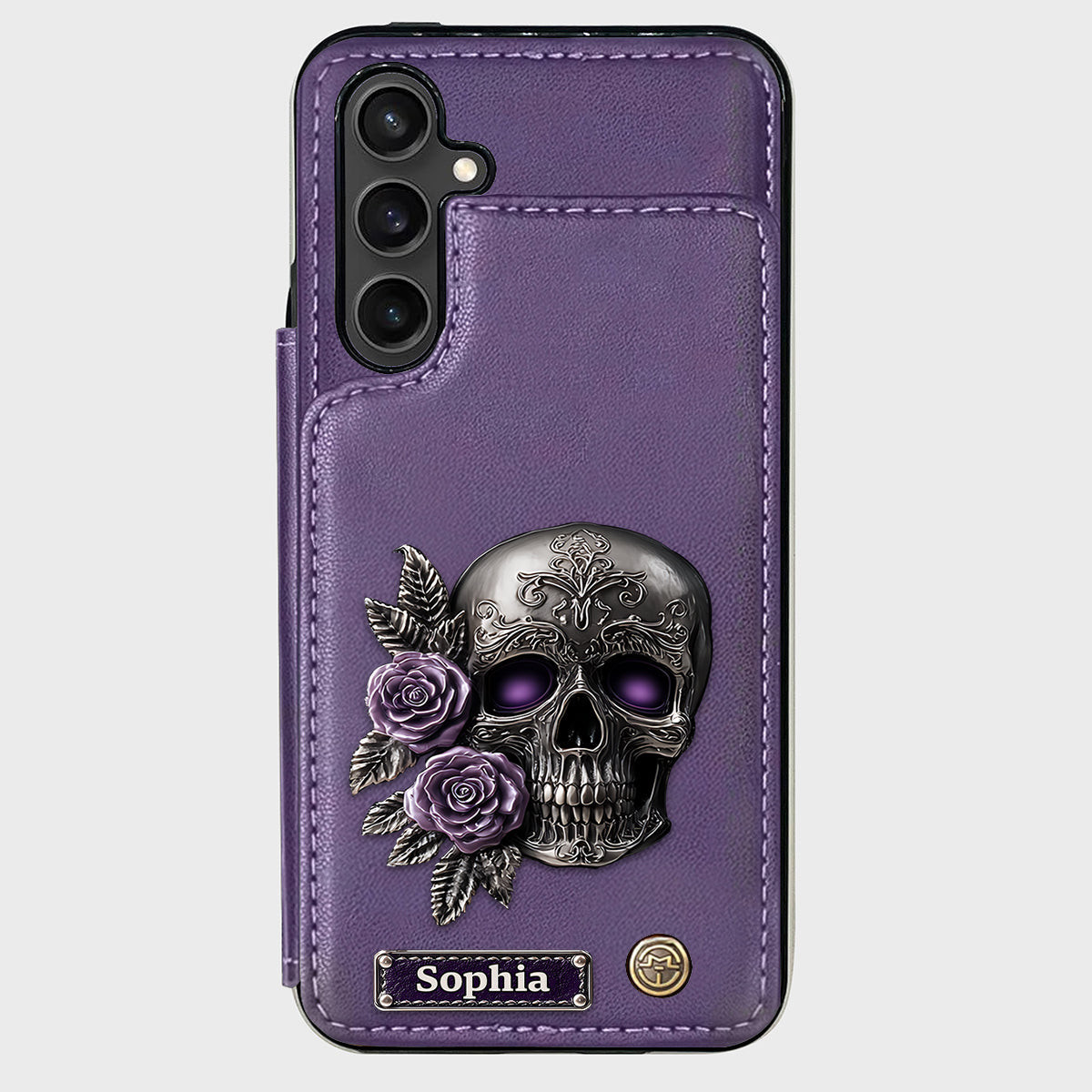 Skull And Roses - Personalized Skull Wallet Phone Case