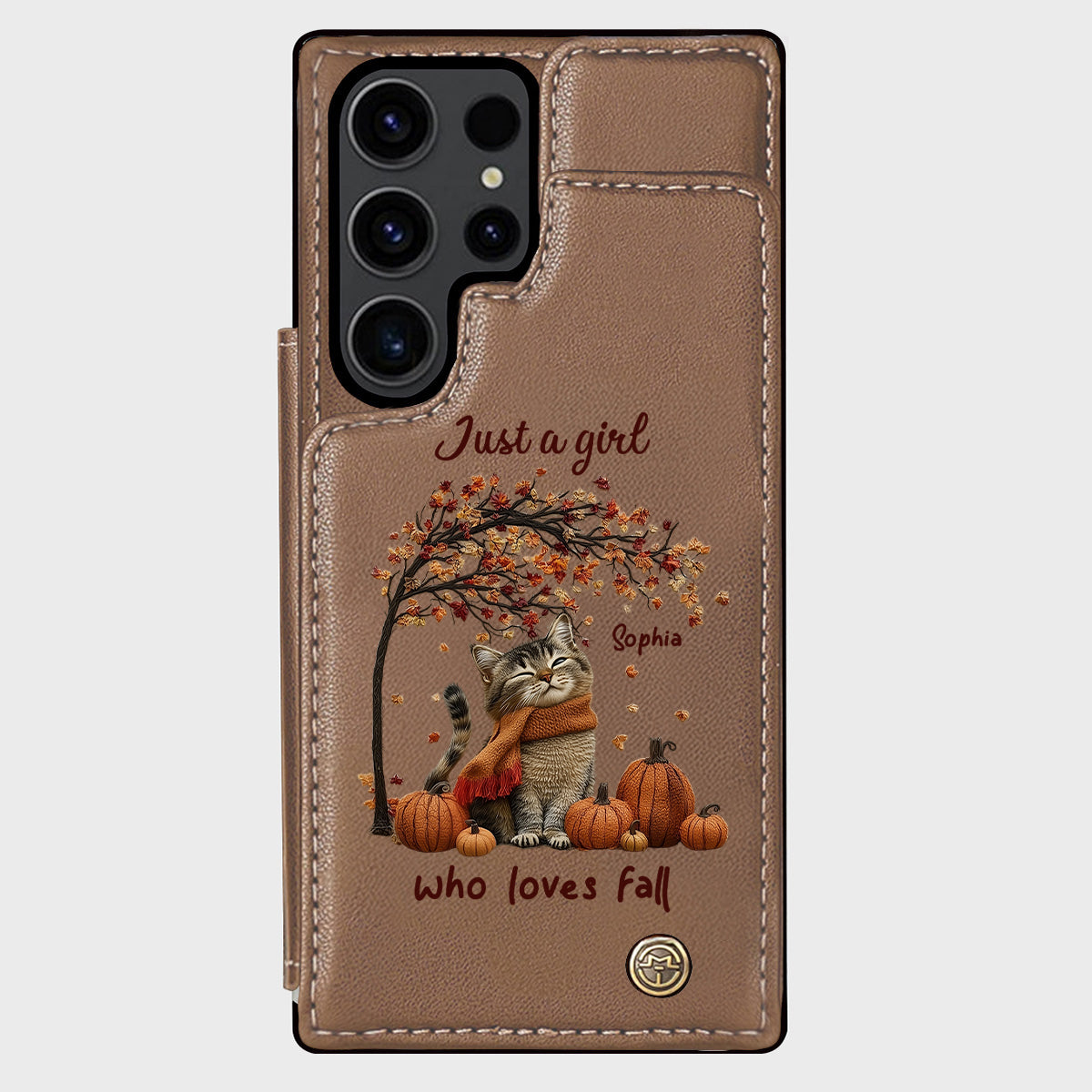 Just a Girl Who Loves Fall - Personalized Cat Wallet Phone Case