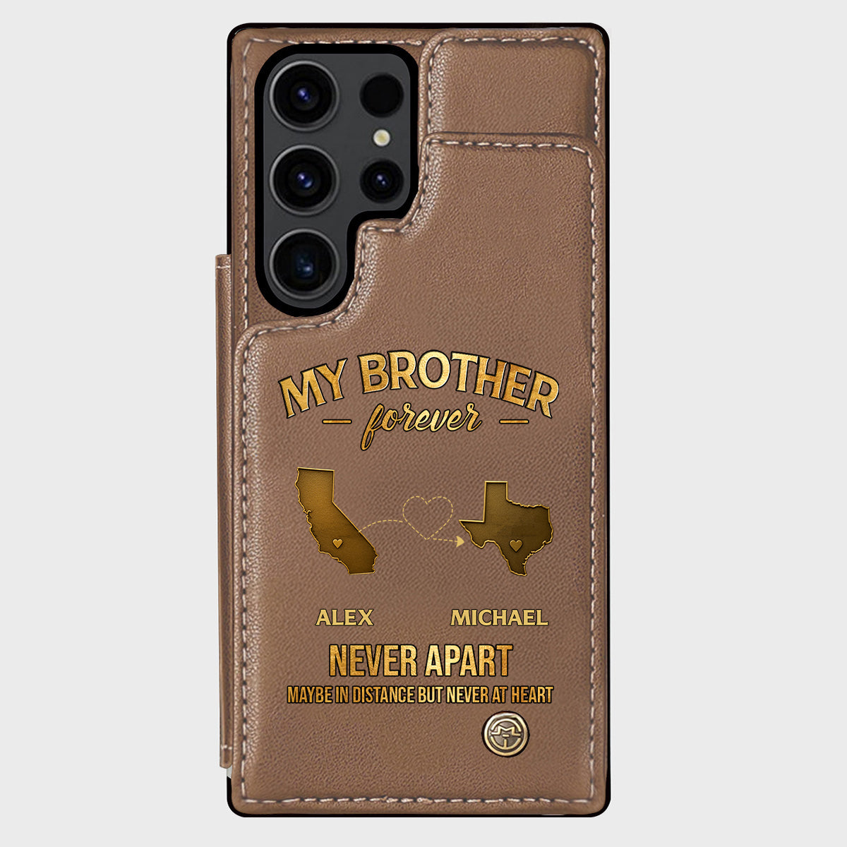 My Brother/ Sister/ Son... Forever, Never Apart Maby In Distance But Never At Heart - Personalized Sibling Wallet Phone Case