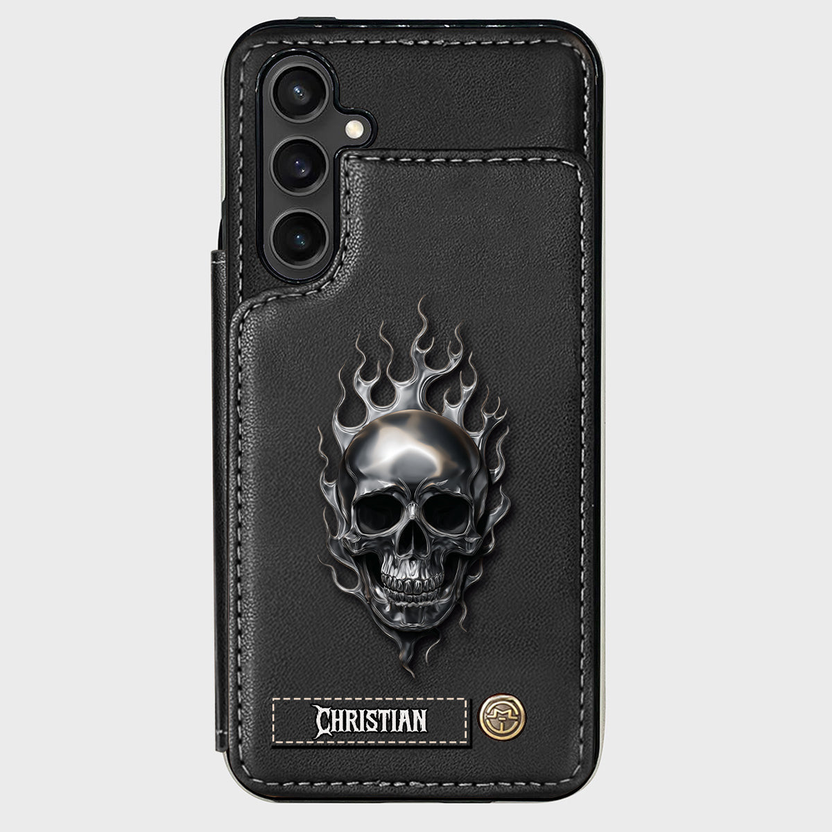 Fire Skull - Personalized Skull Wallet Phone Case
