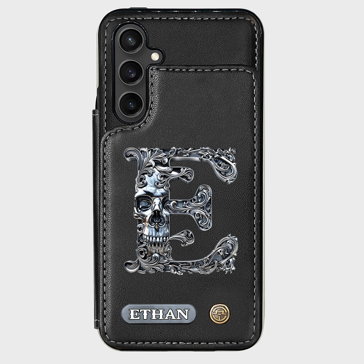 Skull Name Initial Letter - Personalized Skull Wallet Phone Case