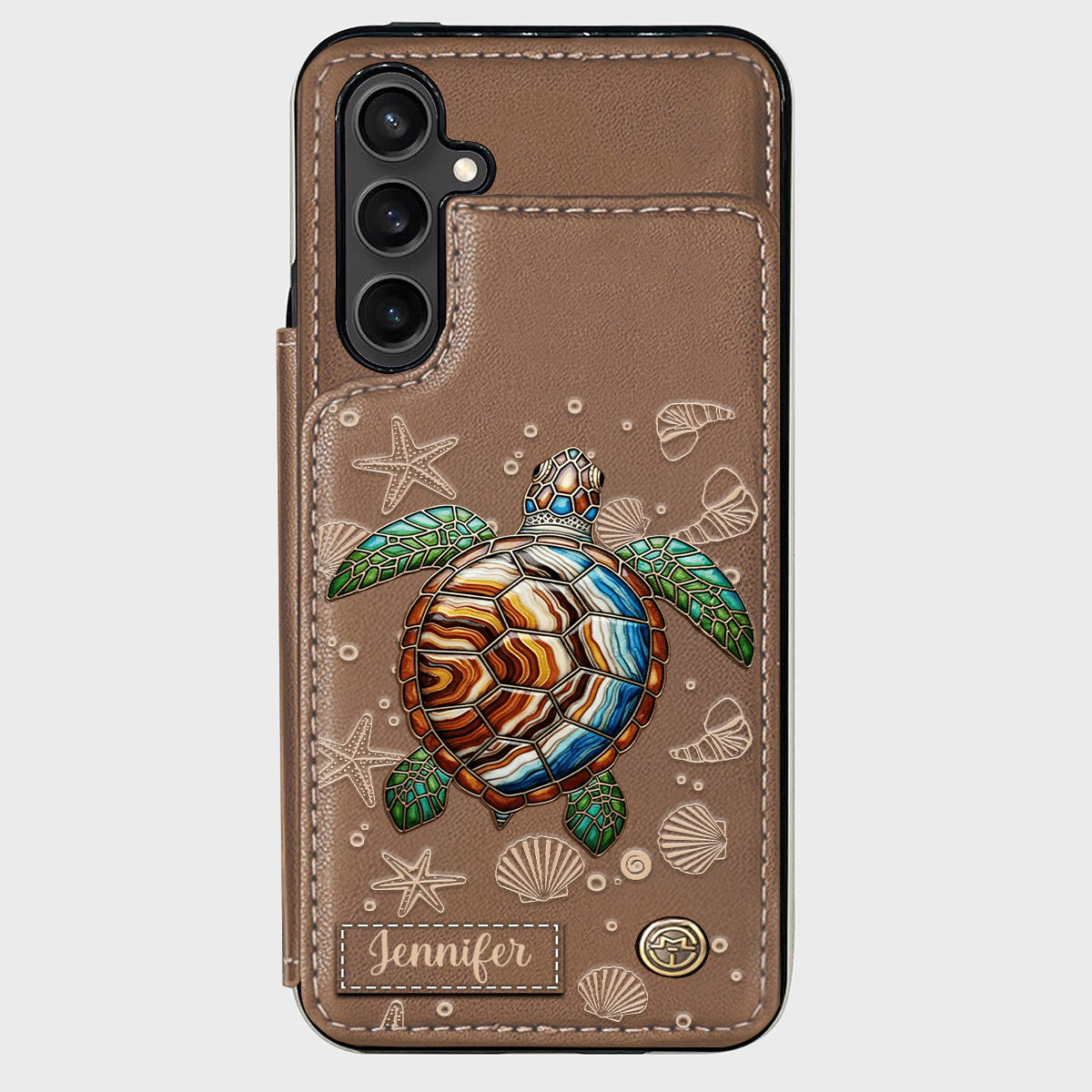 Turtle And The Sea - Personalized Turtle Wallet Phone Case