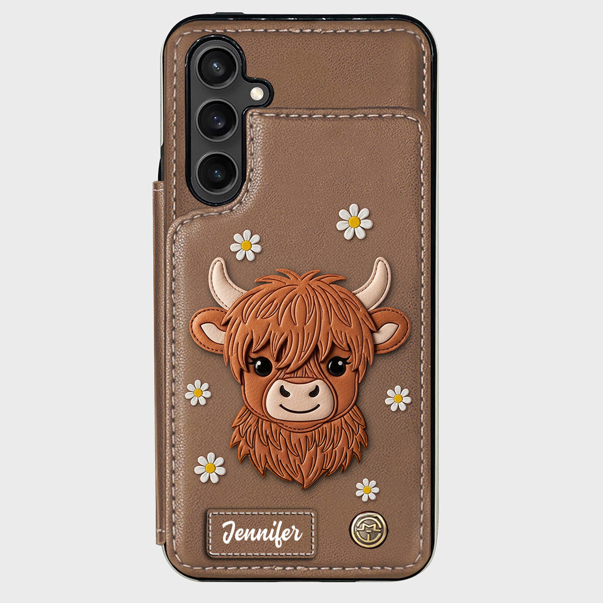 Adorable Highland Cow - Personalized Highland Cow Wallet Phone Case