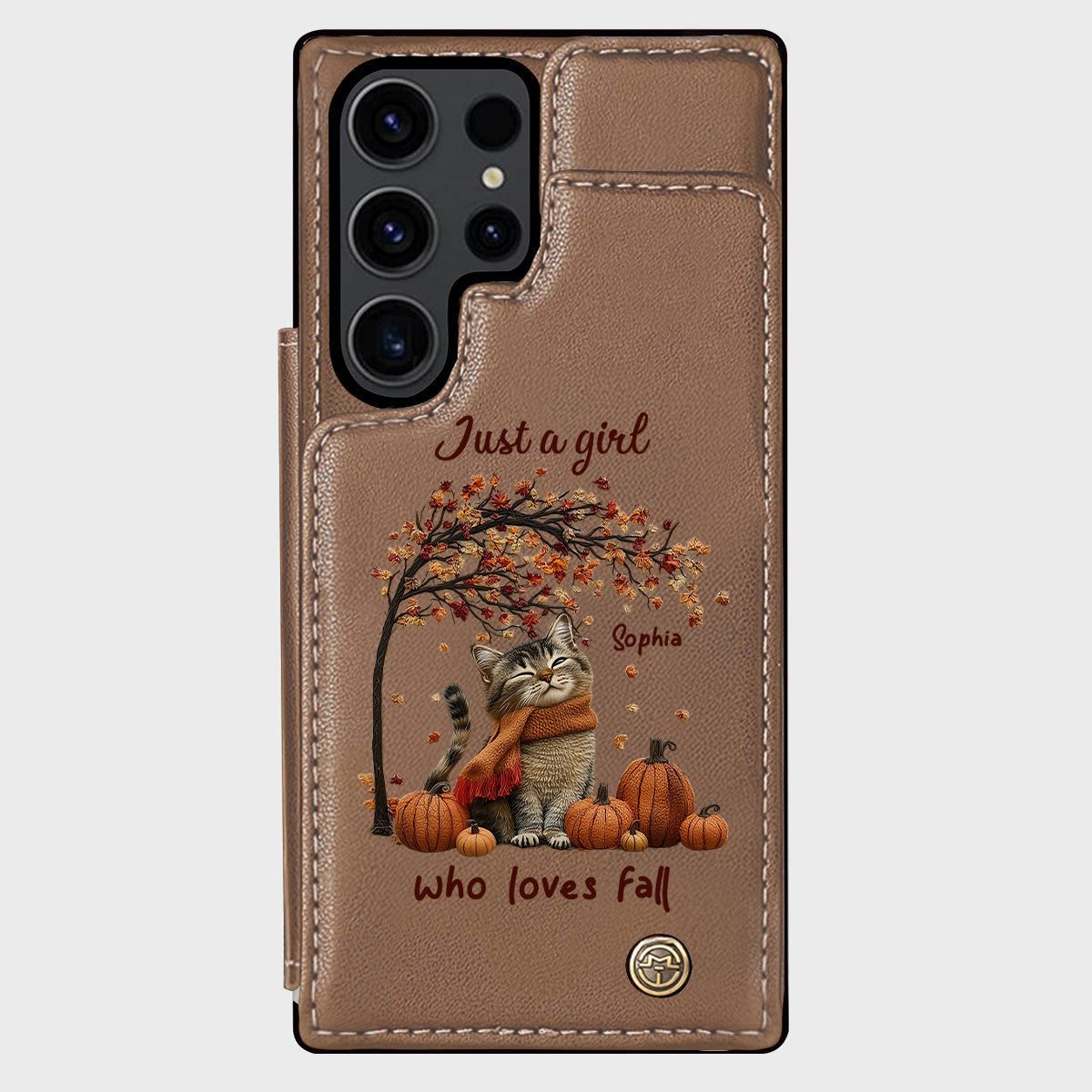 Just a Girl Who Loves Fall - Personalized Cat Wallet Phone Case