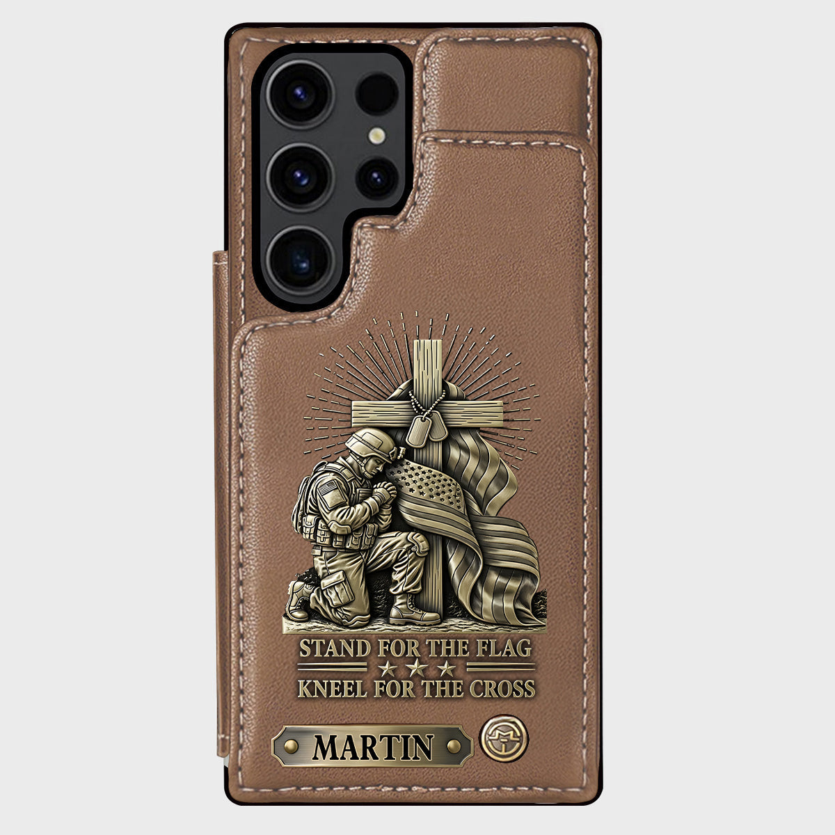 Kneel For The Cross - Personalized Veteran Wallet Phone Case